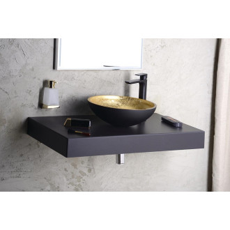 MURANO BLACK-GOLD skleněné umyvadlo na desku, průměr 40cm, černá/zlatá AL5318-77