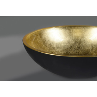 MURANO BLACK-GOLD skleněné umyvadlo na desku, průměr 40cm, černá/zlatá AL5318-77