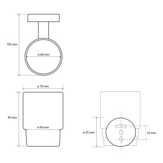 X-ROUND BLACK sklenka, mléčné sklo, černá mat XR903B
