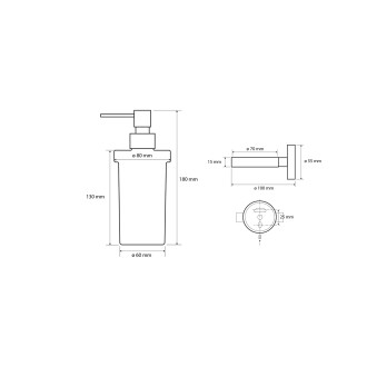 X-ROUND BLACK dávkovač mýdla 230ml, mléčné sklo, černá mat XR101B