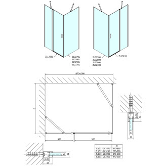 ZOOM obdélníkový sprchový kout 1100x800mm L/P varianta ZL1311ZL3280