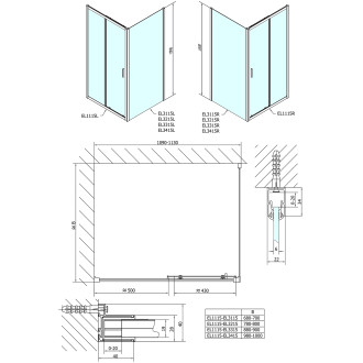 EASY obdélníkový sprchový kout 1100x1000mm, čiré sklo L/P varianta EL1115EL3415