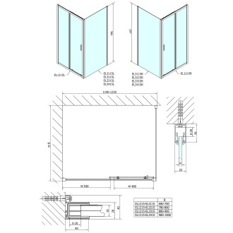 EASY obdélníkový sprchový kout 1200x1000mm, čiré sklo L/P varianta EL1215EL3415