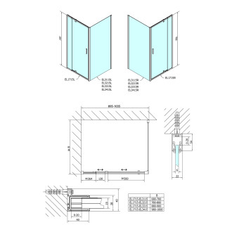 EASY obdélníkový sprchový kout pivot dveře 900-1000x800mm L/P varianta EL1715EL3215