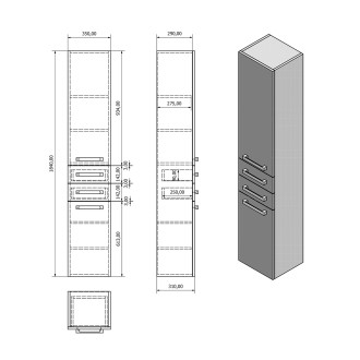 VEGA skříňka vysoká 35x184x31cm, dub platin VG985