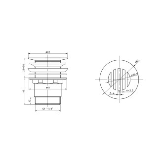 Umyvadlová výpust 5/4“, neuzavíratelná, design zátka, 25-50mm, chrom CV2009