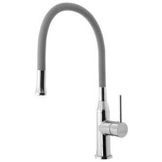 SILI stojánková dřezová baterie, flexibilní ramínko, stříbrná/chrom SR414