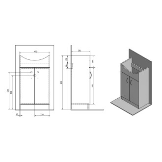 SIMPLEX ECO 50 umyvadlová skříňka včetně umyvadla 47x83,5x29cm SIME500