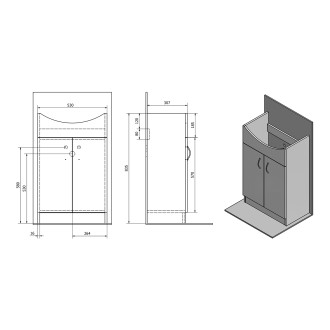 SIMPLEX ECO 55 umyvadlová skříňka včetně umyvadla 53x83,5x30,7cm SIME550