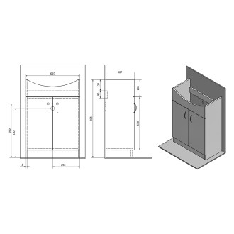SIMPLEX ECO 60 umyvadlová skříňka včetně umyvadla 58,5x83,5x30,7cm SIME600