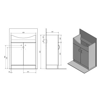 SIMPLEX ECO 65 umyvadlová skříňka včetně umyvadla 63x83,5x30,7cm SIME650