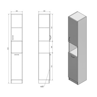 SIMPLEX ECO vysoká skříňka s košem 30x180x30cm SIME310