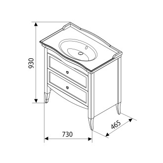 RETRO umyvadlová skříňka 73x80x46,5 cm, buk 1654