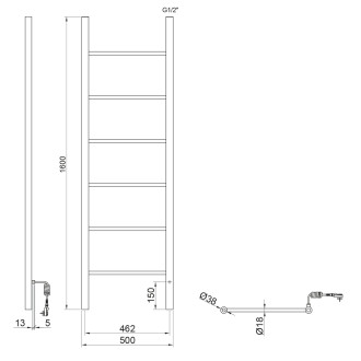 KARBO elektrický sušák ručníků, kulatý, 500x1600mm, 120 W, černá mat KB905