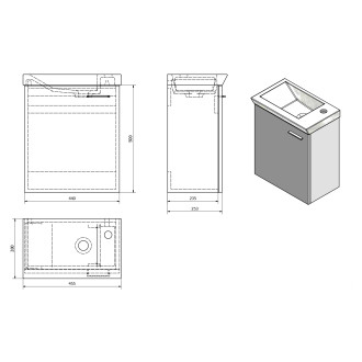 ZOJA/KERAMIA FRESH umyvadlová skříňka 44x50x25,3cm, dub platin 51046DP