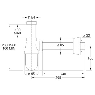 THERMOTRAP umyvadlový sifon, 5/4", odpad 32 mm, ABS/chrom 0570EC25K7