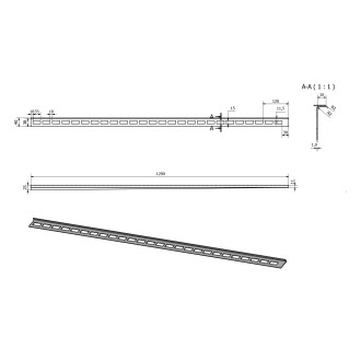 Spádová lišta, levá, výška 10mm, délka 1200mm, nerez mat SPD1210-L