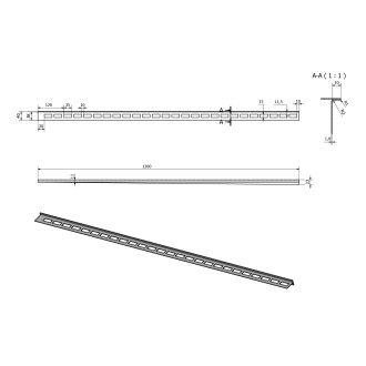 Spádová lišta, pravá, výška 10mm, délka 1200mm, nerez mat SPD1210-P