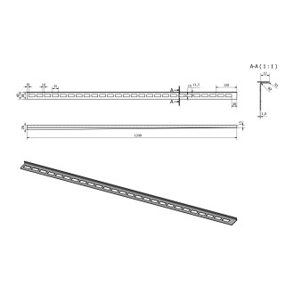 Spádová lišta, levá, výška 12mm, délka 1200mm, nerez mat SPD1212-L
