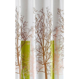 Sprchový závěs 180x180cm, polyester, bílá/zelená, strom ZP009/180