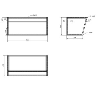 SKA konzole s policí 900x400x460mm, černá mat SKA103