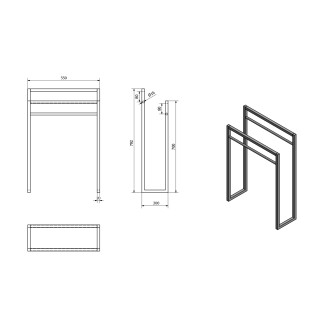 SKA stojan na ručníky 550x790x200mm, černá mat SKA301