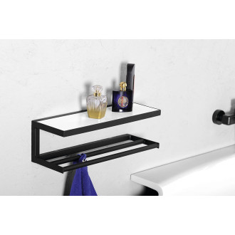 SKA nástěnná police 450x140x160mm, černá mat s bílou MDF deskou SKA401