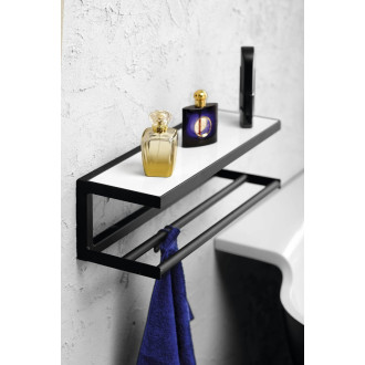 SKA nástěnná police 450x140x160mm, černá mat s bílou MDF deskou SKA401