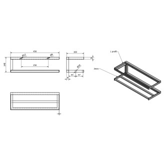 SKA nástěnná police 450x140x160mm, bílá mat s bílou MDF deskou SKA411