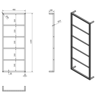 SKA nástěnný sušák ručníků 450x1150x100mm, bílá mat SKA511