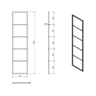 SKA sušák ručníků na opření 420x1700x20mm, bílá mat SKA561