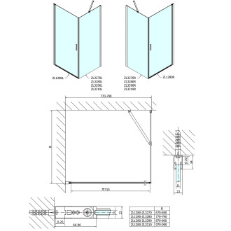 ZOOM obdélníkový sprchový kout 800x700mm L/P varianta ZL1280ZL3270
