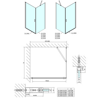ZOOM obdélníkový sprchový kout 900x700mm L/P varianta ZL1290ZL3270