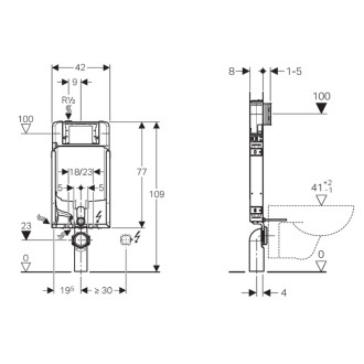 GEBERIT KOMBIFIX podomítková nádržka pro zazdění Sigma 8 cm, v. 109 cm