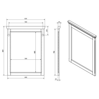 CROSS zrcadlo v dřevěném rámu 600x800mm, starobílá CR211