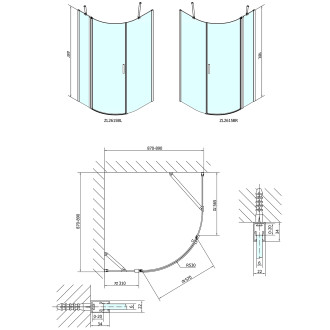 ZOOM BLACK čtvrtkruhová sprchová zástěna 900x900mm, čiré sklo, levá ZL2615BL