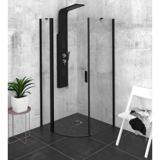 ZOOM BLACK čtvrtkruhová sprchová zástěna 900x900mm, čiré sklo, levá ZL2615BL