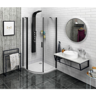 ZOOM BLACK čtvrtkruhová sprchová zástěna 900x900mm, čiré sklo, levá ZL2615BL