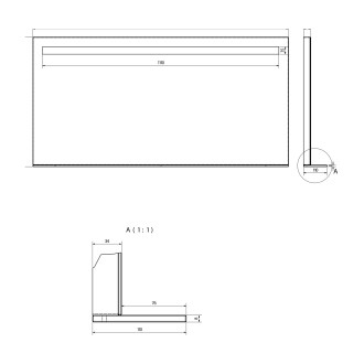 BRETO zrcadlo s LED osvětlením a policí 1200x608mm BT120