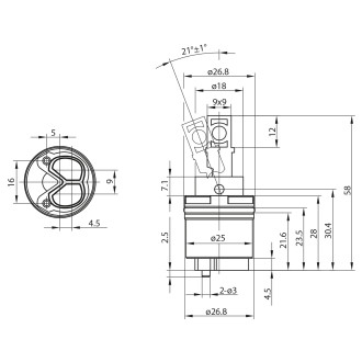 Směšovací kartuše 25mm HUA, vysoká 1102-95 1102-95 33702