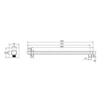 Sprchové ramínko hranaté nízké, 404mm, chrom TQ043