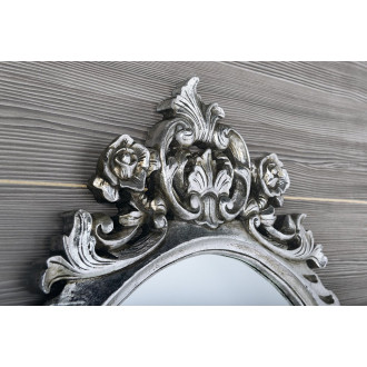 DESNA oválné zrcadlo ve vyřezávaném rámu, 80x100cm, stříbrná IN344