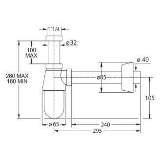 THERMOTRAP umyvadlový sifon, 5/4", odpad 40 mm, ABS/chrom 0570EC23K7
