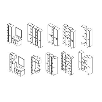 ESPACE otevřená policová skříňka 20x172x32cm, dub stříbrný ESC100-1111
