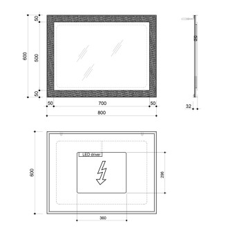 FLUT zrcadlo s LED podsvícením 600x800mm, bílá FT060