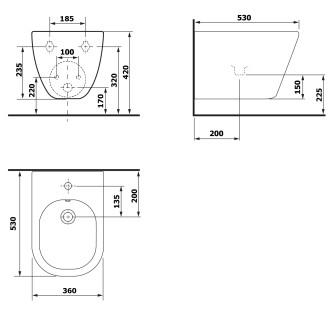 PACO bidet závěsný, 36x52cm, bílá PZ2012