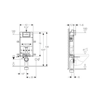 GEBERIT KOMBIFIX BASIC podomítková nádržka pro zazdění Delta 12 cm, v. 108 cm 110.100.00.1