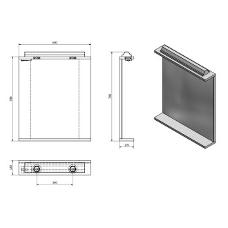 KORIN zrcadlo s LED osvětlením a zásuvkou 60x70x12cm KO397