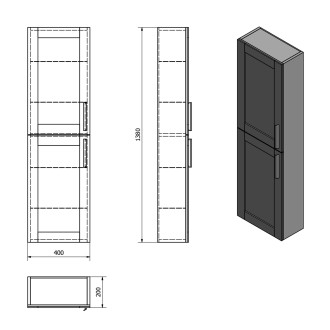 AMIA skříňka vysoká 40x140x20cm, levá/pravá, dub Collingwood AM030-1919