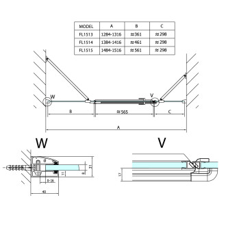 FORTIS sprchové dveře do niky trojdílné 1500mm, čiré sklo, levé FL1515L
